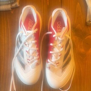 Adidas Adizero White and Red metal spikes baseball Athletic Shoes
